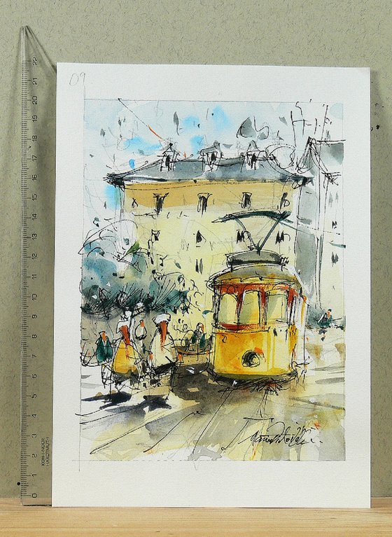 Lisbon, Watercolor Art.