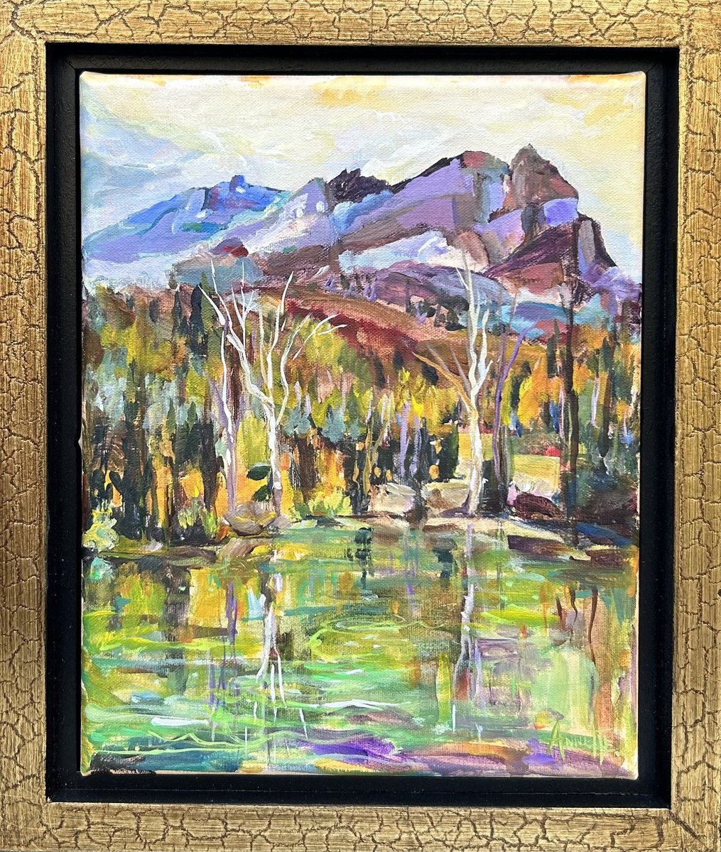 Impressionistic Landscape Acrylic Painting By Annette Wolters, 10 X 12, Light Fall, Original Artwork