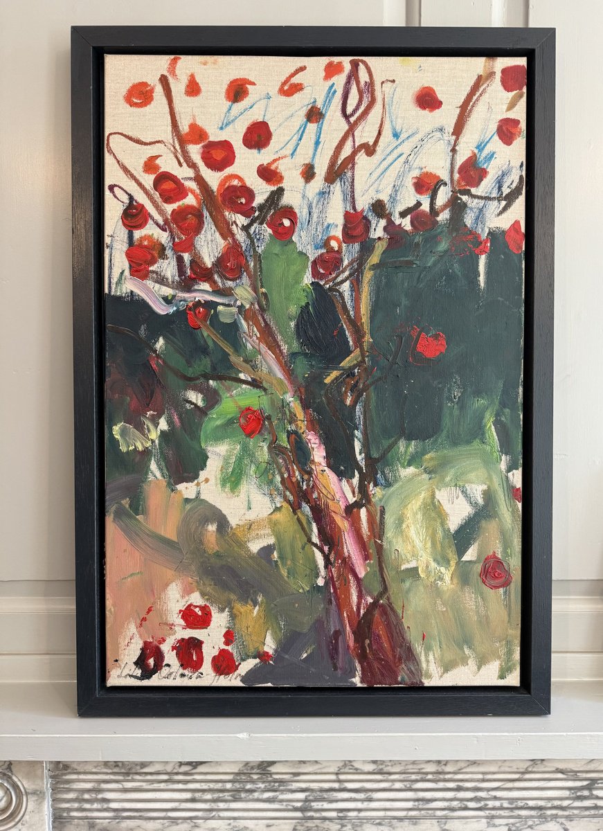 Expressive Landscape Oil Painting By Lilia Orlova-Holmes, 20 X 30", An Apple Tree., Original Artwork