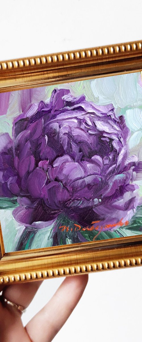 Peony flower purple by Nataly Derevyanko