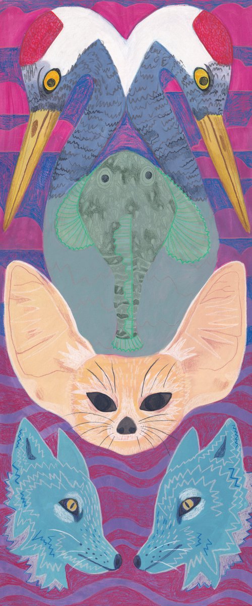 Common Crane / Blobfishes / The Fennec Fox Totem by Malwina Jachimczak