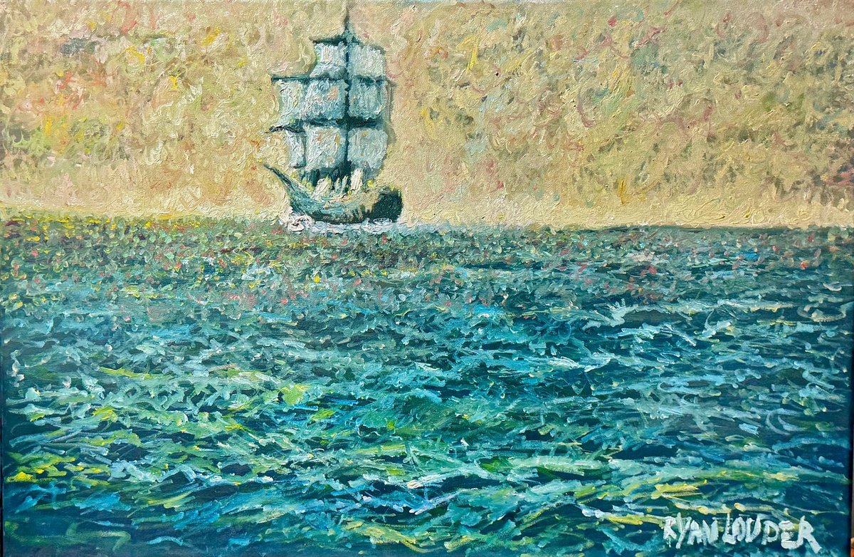 Impressionistic Landscape Oil Painting By Ryan Louder, 32 X 22", On Our Way, Original Artwork