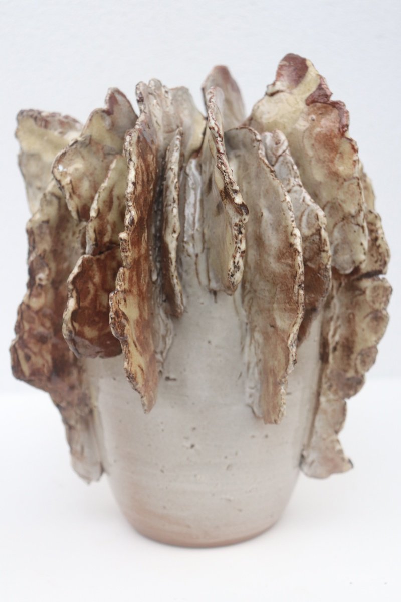 Geometric Abstract Clay Sculpture By Koen Lybaert, 7 X 9", Ethereal Bloom 008, Original Artwork