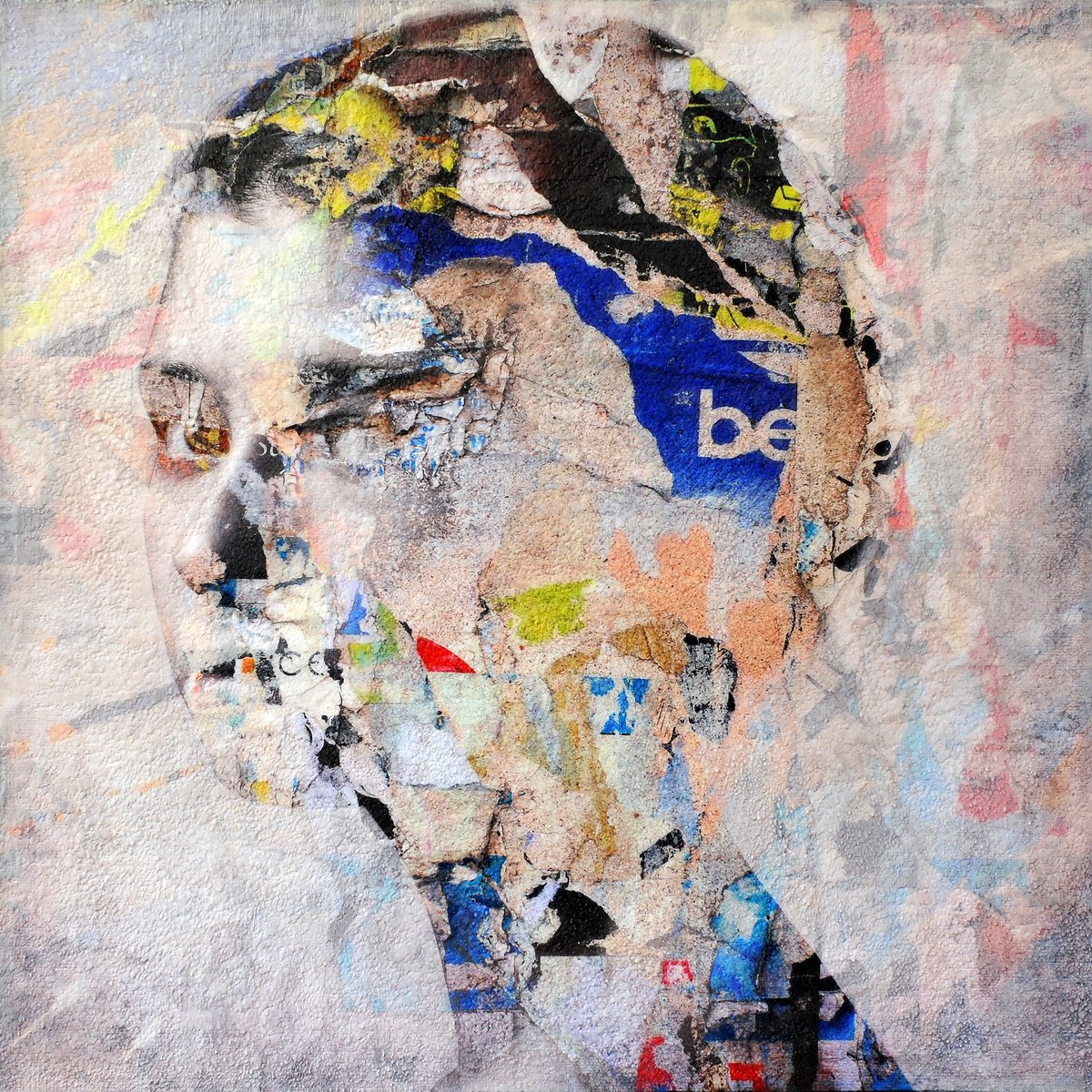Portrait Painting By Karin Vermeer, 47 X 47", Concrete, Original Artwork