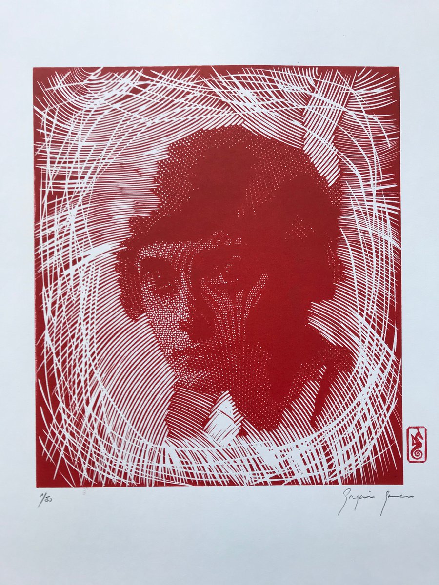 Red I by Greg Linocuts