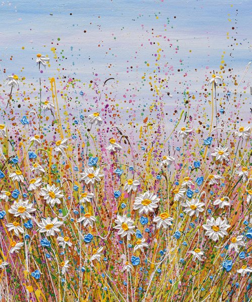 Summer Daisies - wildflower meadow painting by Olga Tkachyk