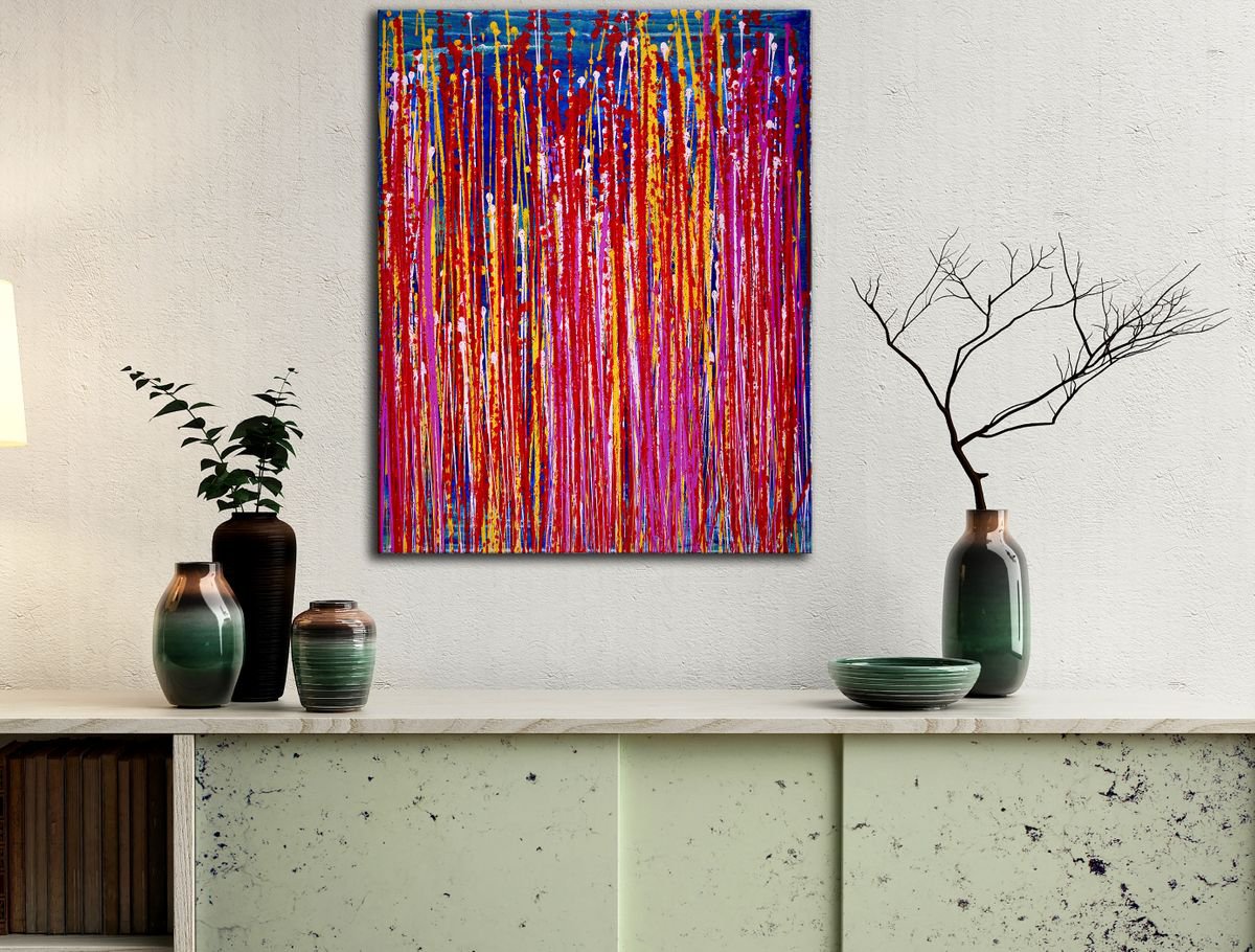 Abstract Acrylic Painting By Nestor Toro, 16 X 20", Energy Blast 3 By Nestor Toro, Original Artwork
