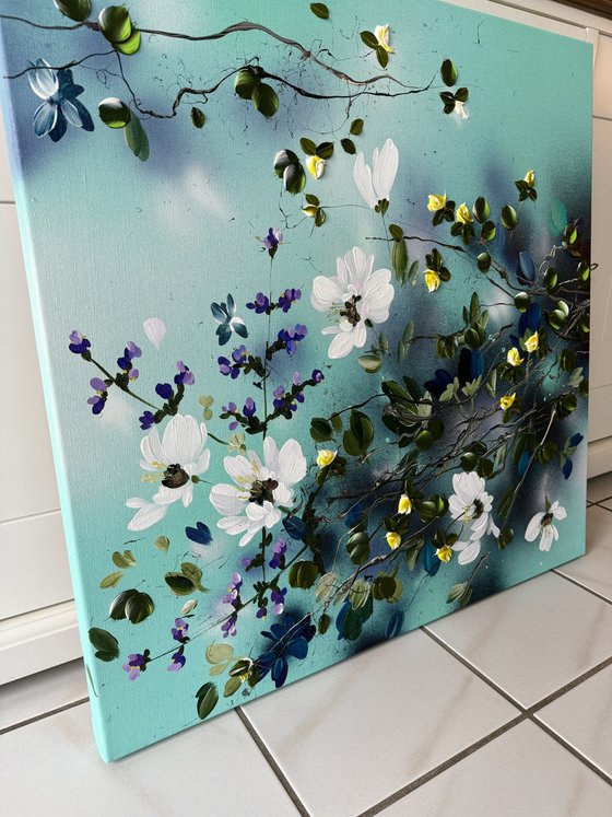 Golden Buds in Turquoise Air