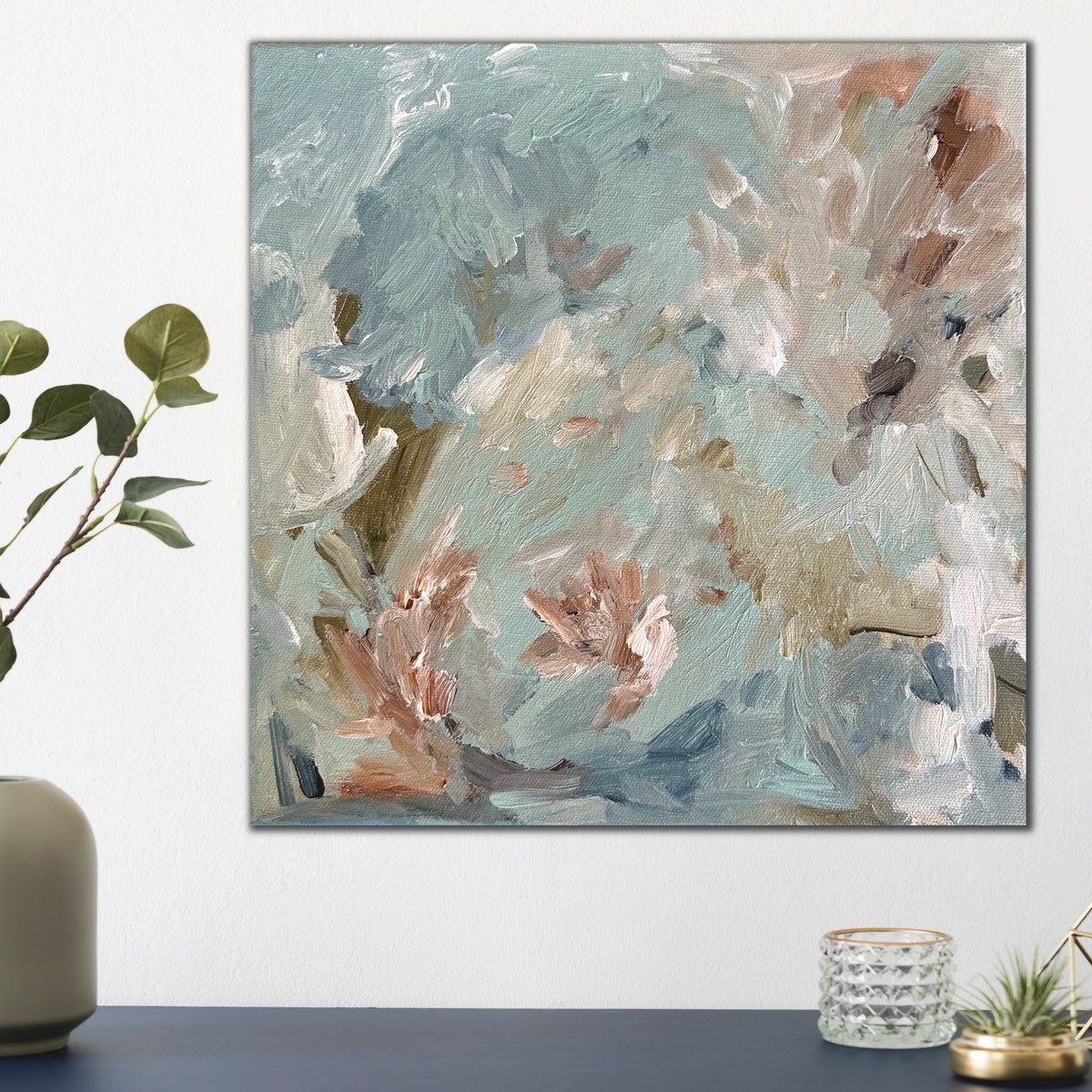 Organic Botanical Acrylic Painting By Kylie Sams, 12 X 12", Whispers In Bloom, Original Artwork