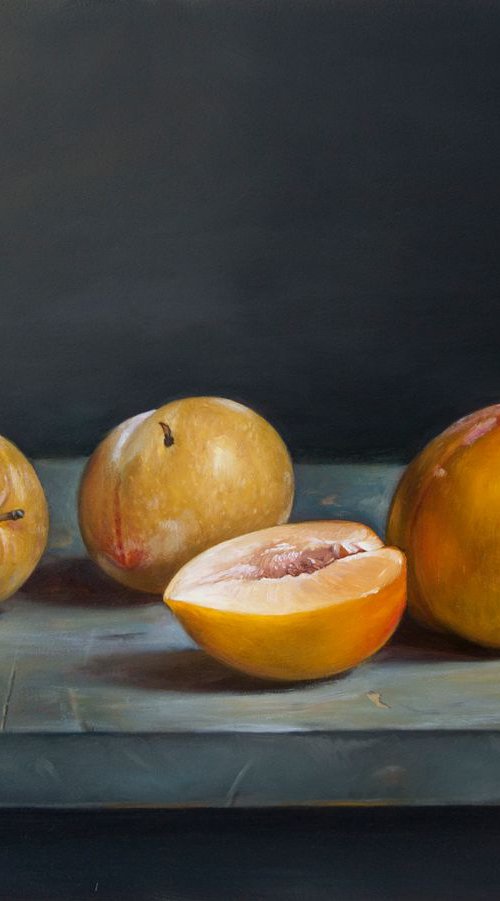 Lemon Plums (Original Oil Painting) by Mayrig Simonjan