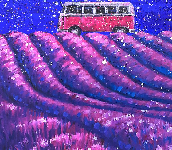 VW Camper Van in Lavender Fields