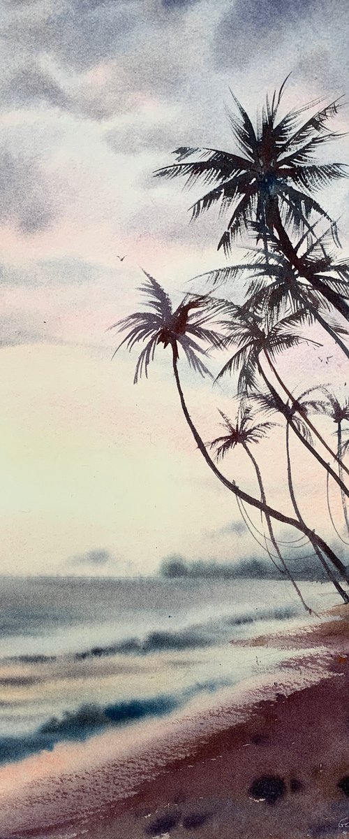 Palm tree on the beach #2 by Eugenia Gorbacheva