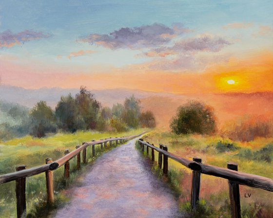 Peaceful rural path landscape