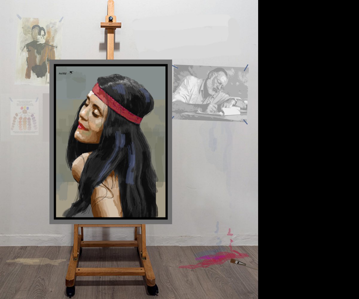 Expressive Portrait Painting By Joe Mcharg, 29 X 37, Woodstock Girl 29X37, Original Artwork