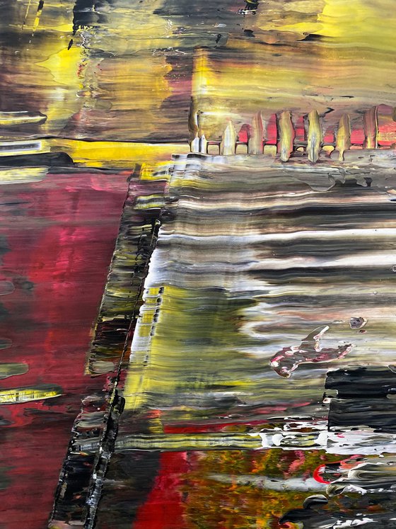 "Cutting In Lines" - FREE USA SHIPPING - Original PMS Abstract Diptych Acrylic Paintings On Plexiglass Framed - 52" x 26"