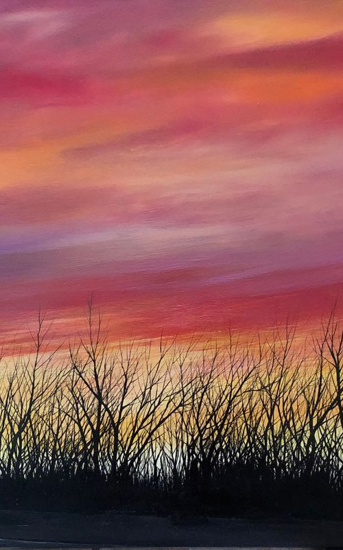 Benediction - Midwest Landscape Sunset Peaceful Oil Painting by Faith Patterson