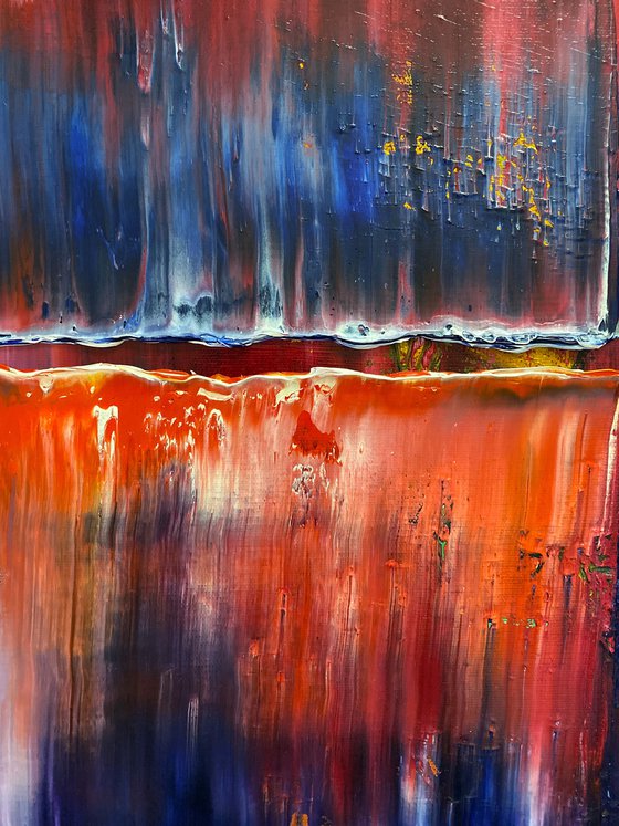 "Cut It Together" - Save As A Series - Original Large PMS Abstract Triptych Oil Paintings On Canvas - 72" x 24"