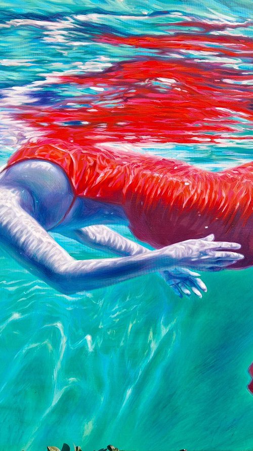Deep insights, underwater painting, underwater art , large painting , ukrainian artist , ukraine art by Lesja Rygorczuk