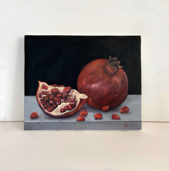 Pomegranate oil painting still life