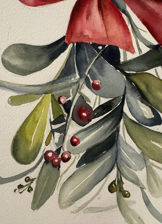 Branch of Christmas mistletoe