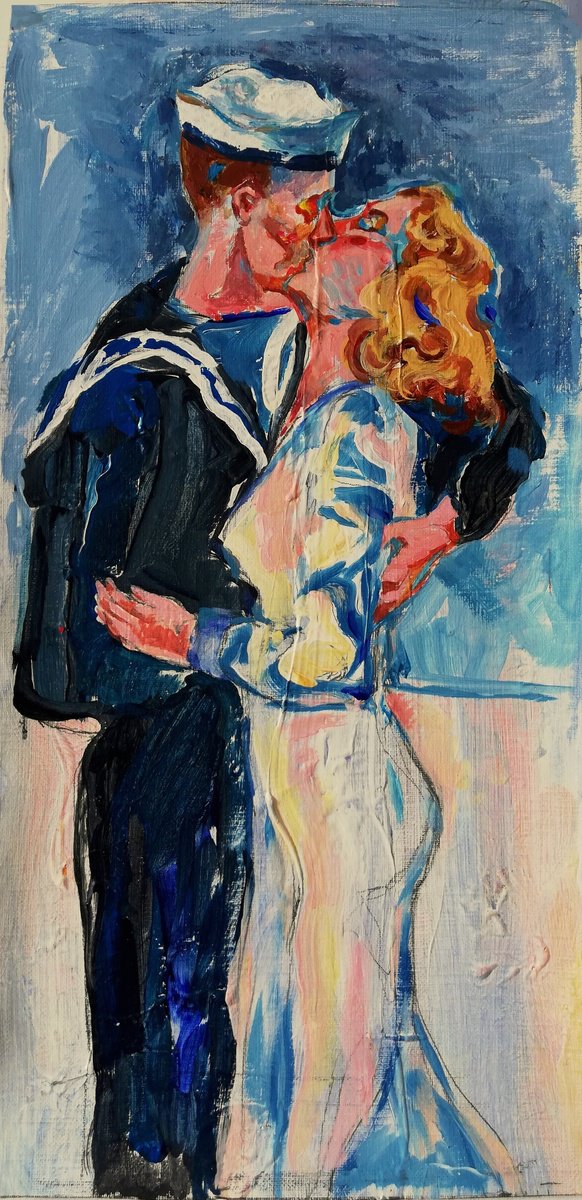 Impressionistic Portrait Acrylic Painting By Jelena Djokic, 7 X 15, Sailor