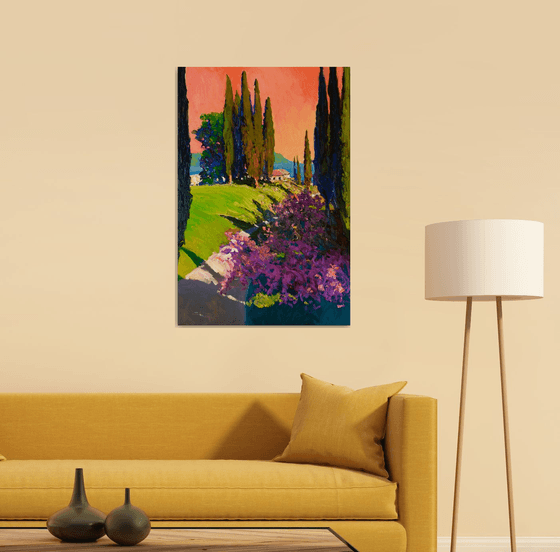 Cypresses. Evening