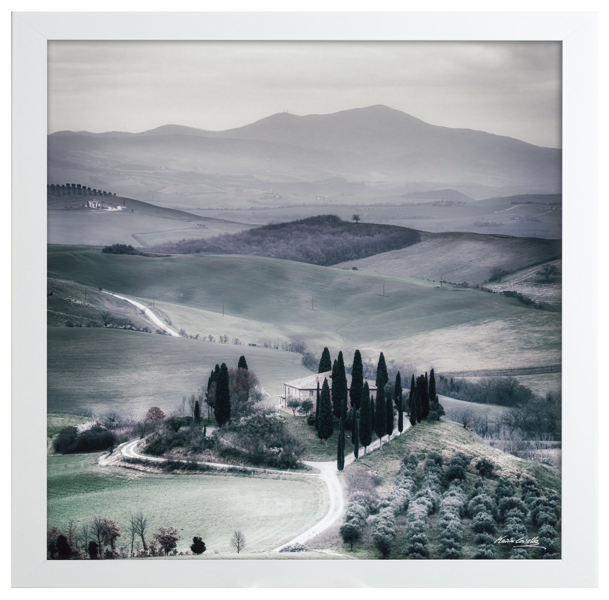 Impressionistic Landscape Photograph By Karim Carella, 21 X 21", A Tuscan Homestead (St 2) Rth, Original Artwork