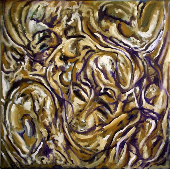 THE CHAOS - Illusionistic figures - Face combination - Big size Oil on canvas (100×100cm)