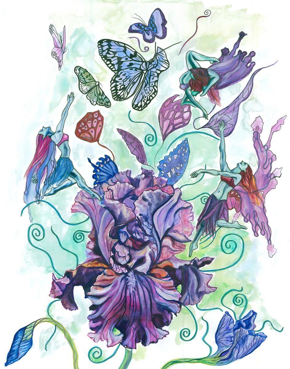Illustrative Botanical Watercolour By Christina M Plichta, 22 X 28, Wings, Original Artwork