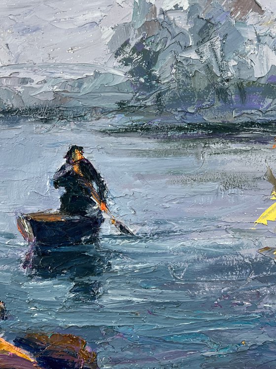 On a Boat in the Middle of the River