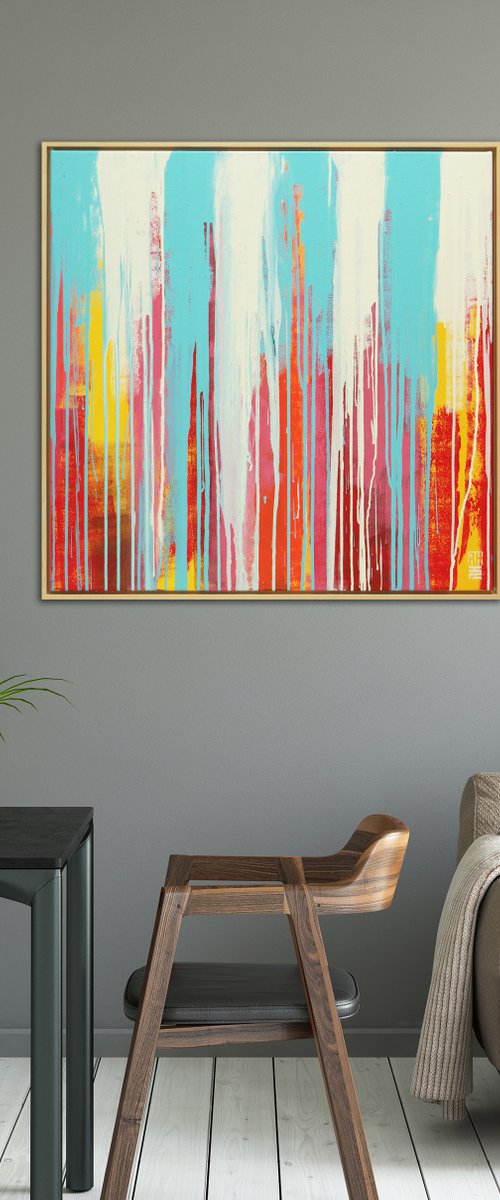 Tip Top Drips - Incl. Wooden Frame - 85 x 85 cm - Ronald Hunter 18J by Ronald Hunter