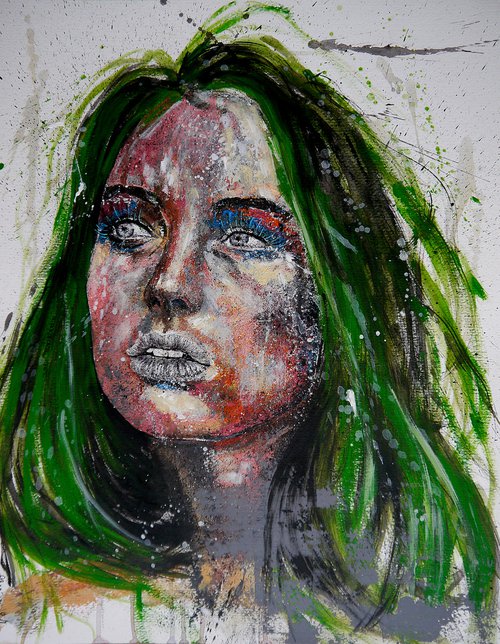 Portrait PS 74 a Le Naufrage WOMAN SUNSET ORIGINAL PAINTING ABSTRACT MODERN CONTEMPORARY PAINTING DECORATIVE WALL ART HOME DECOR INTERIOR DESIGN HOTEL LIVING ROOM COLOR by Bazevian DelaCapucinière