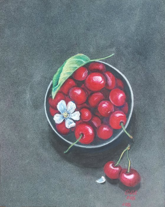 Cherry and blossom. Original pencil drawing. Ciliegio e fiore