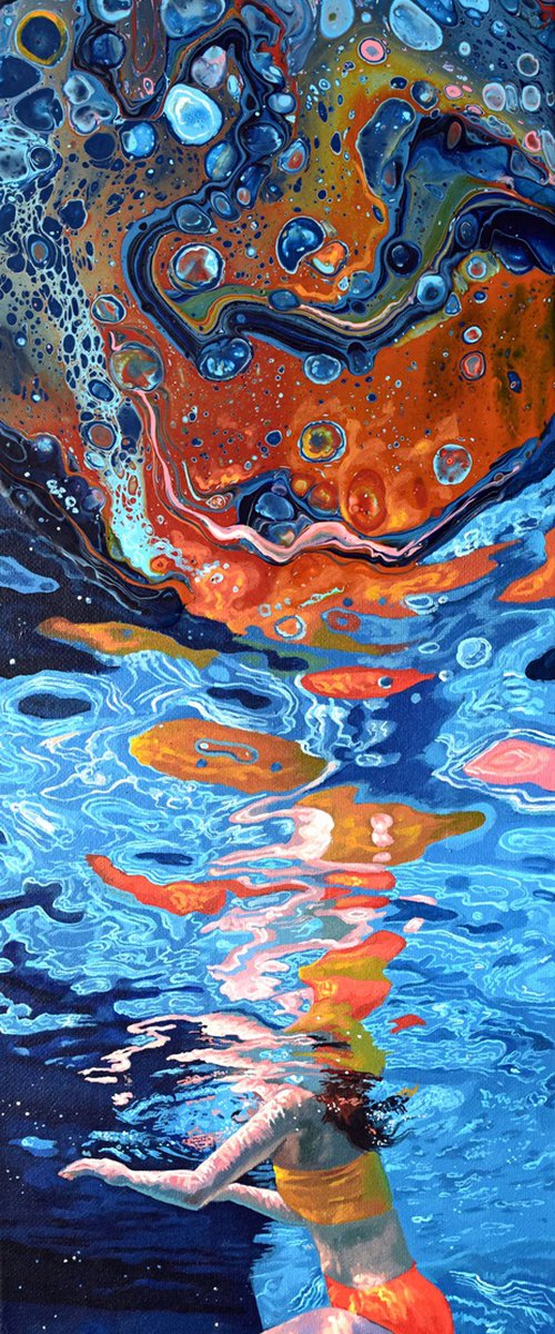 Untethered - Swimming Painting by Abi Whitlock