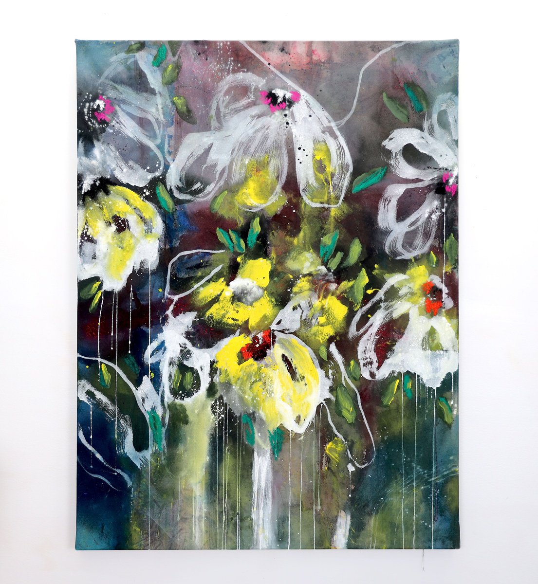 Floral Abstract - Bloom, I Am Here By Poovi Art, 35 X 47, Artwork For Sale On Artfinder