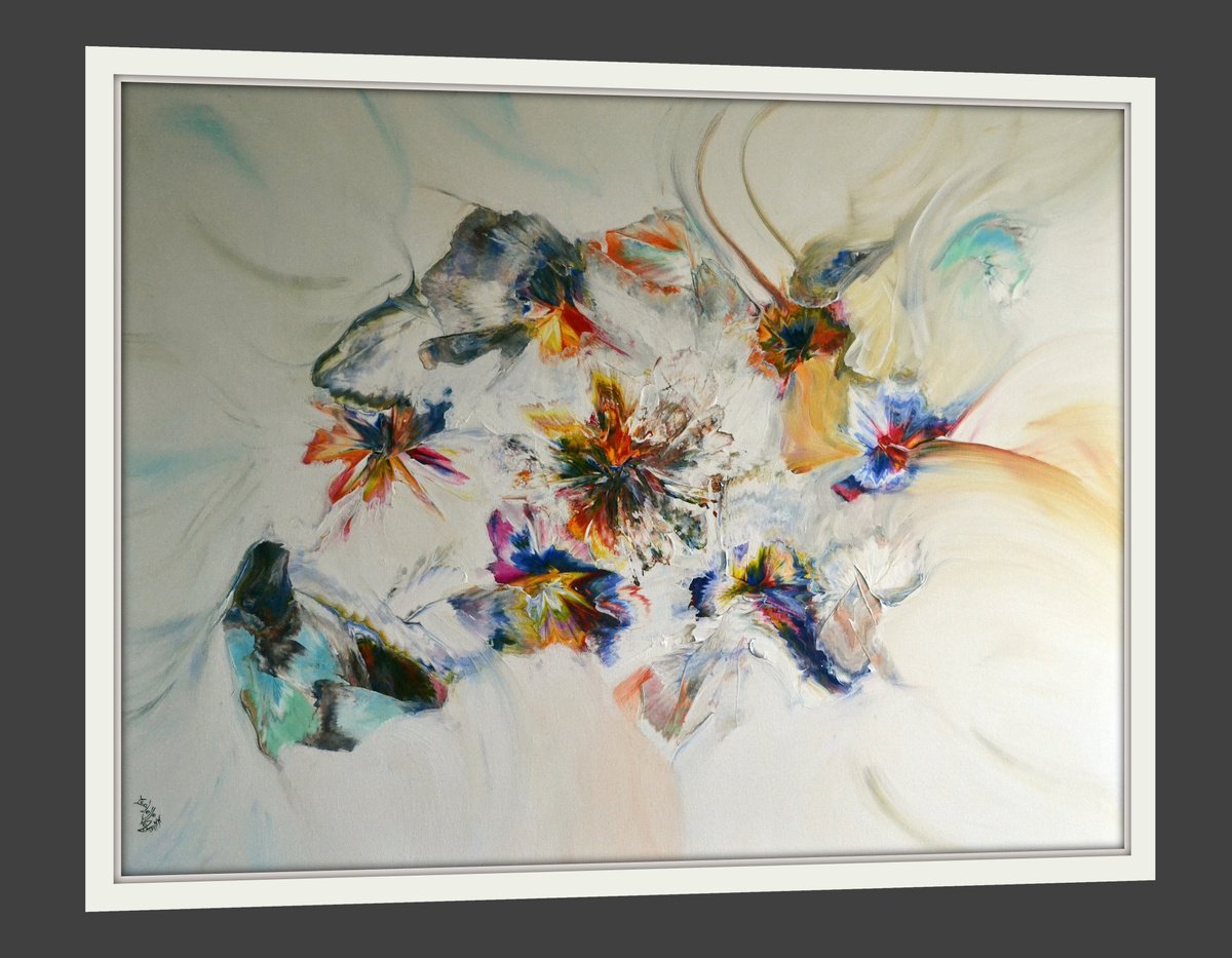 Between dream and reality - free shipping - abstract - palette knife painting by Isabelle Vobmann