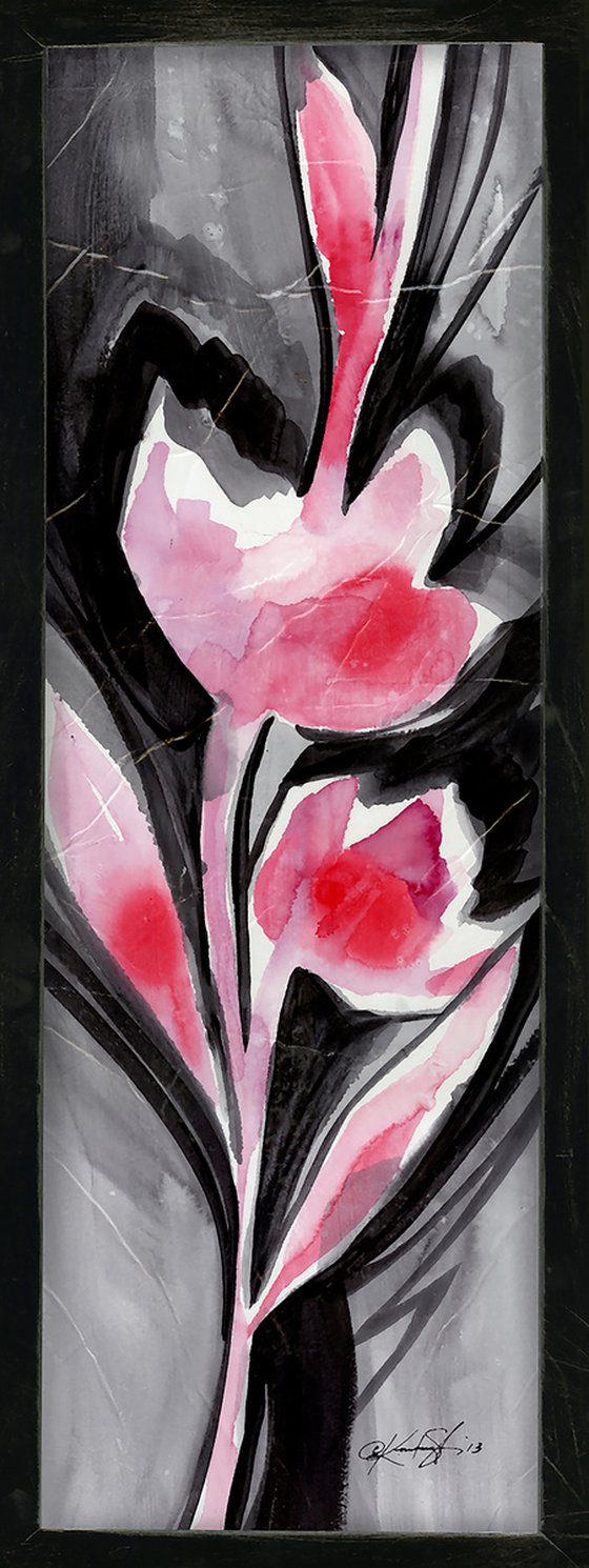Organic Impressions 05 - Framed Floral Painting by Kathy Morton Stanion