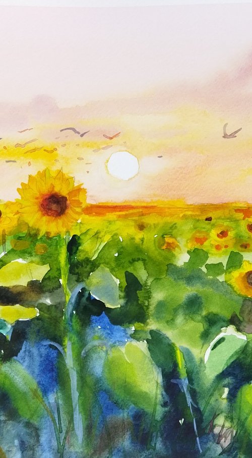 Yellow sunflowers by Ann Krasikova