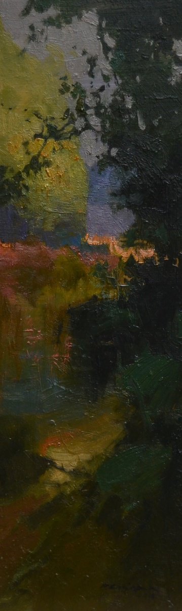 Evening By The Lake By Vytautas Laisonas, 6 X 17, Artwork For Sale On Artfinder