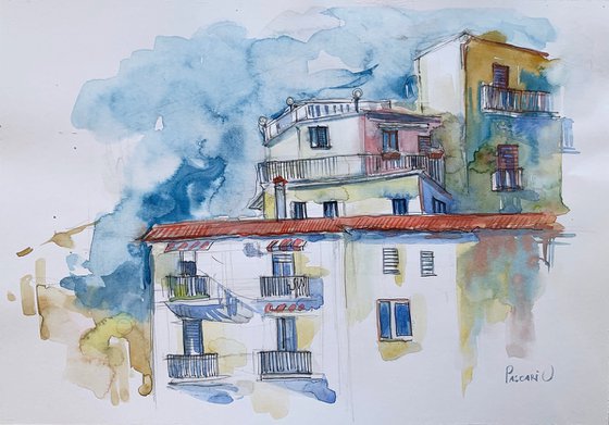 Sketch of cityscape Italy