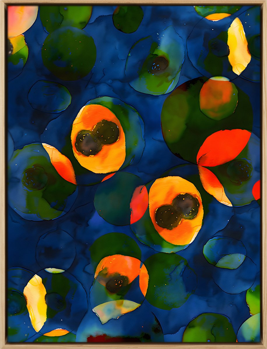 Abstract Botanical Acrylic Painting By Jonas Peres, 18 X 24, Cerises Et Aux Peches, I, Original Artwork