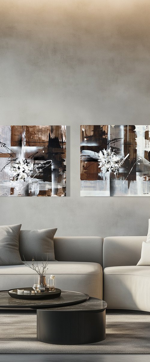 Structured Botanics diptych set by Tatiana Malinovscaia