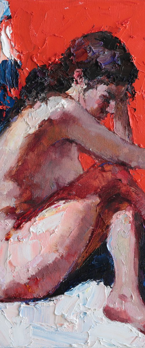 Seated Woman in Stillness by Anastasiia Valiulina