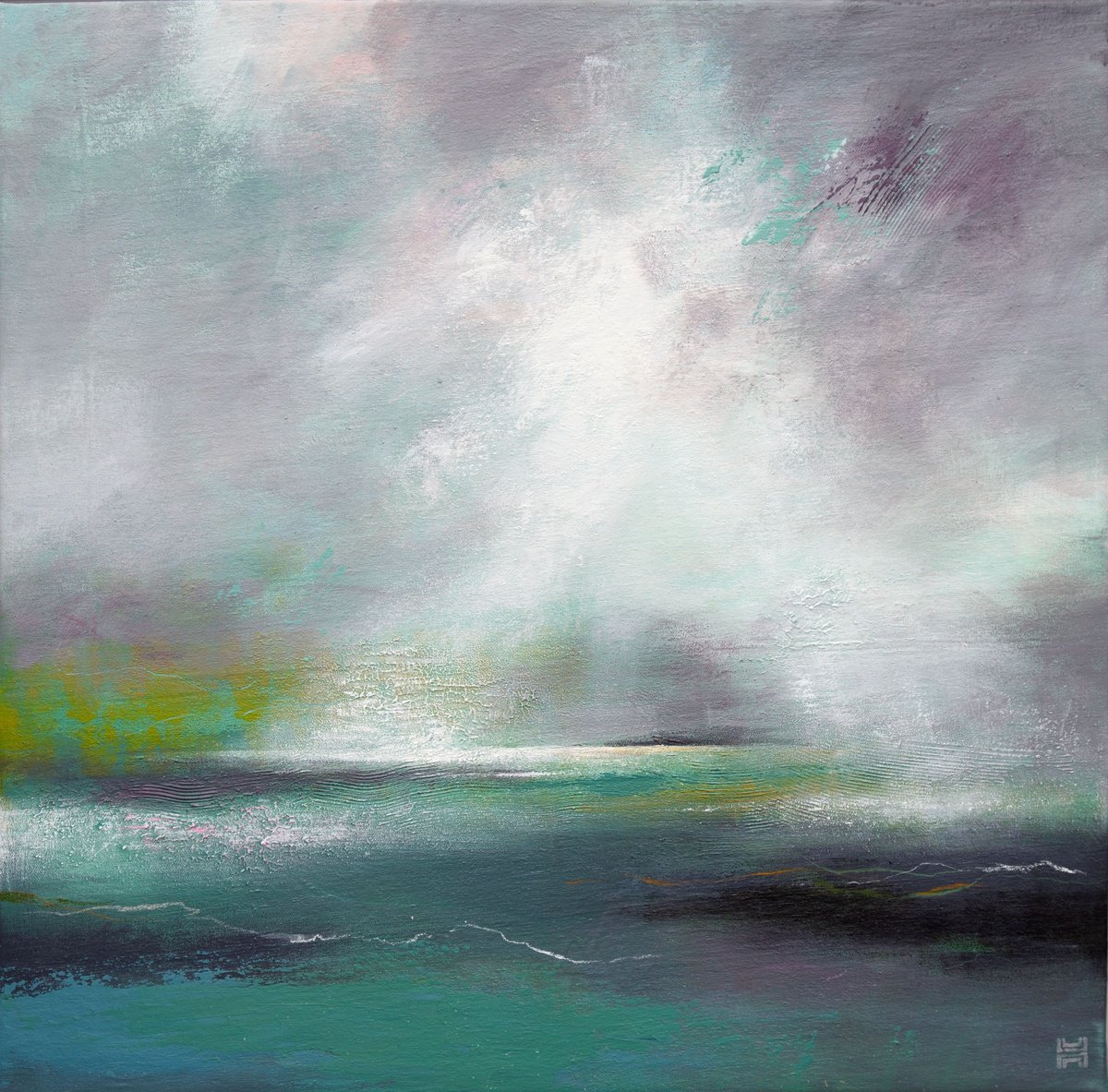 Impressionistic Landscape Acrylic Painting By Paul Hillary, 32 X 32", Solway Spirit, Original Artwork