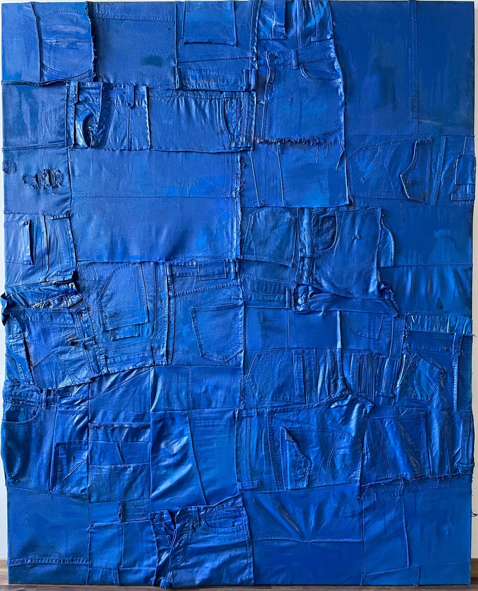 Abstract Painting By Inga Makarova, 53 X 66, Ex Boyfriends (Blue), Original Artwork