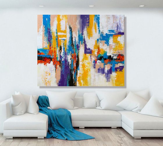 Stay Close To Me - XL LARGE,  TEXTURED ABSTRACT ART, PALETTE KNIFE ART – EXPRESSIONS OF ENERGY AND LIGHT. READY TO HANG!