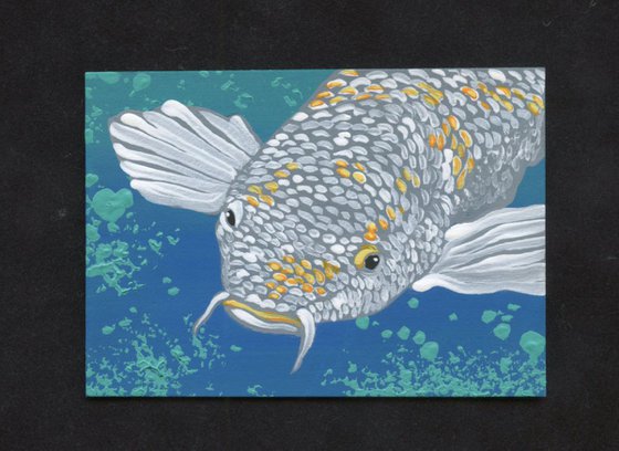 ACEO ATC Original Painting Koi Fish Pet Wildlife Art-Carla Smale