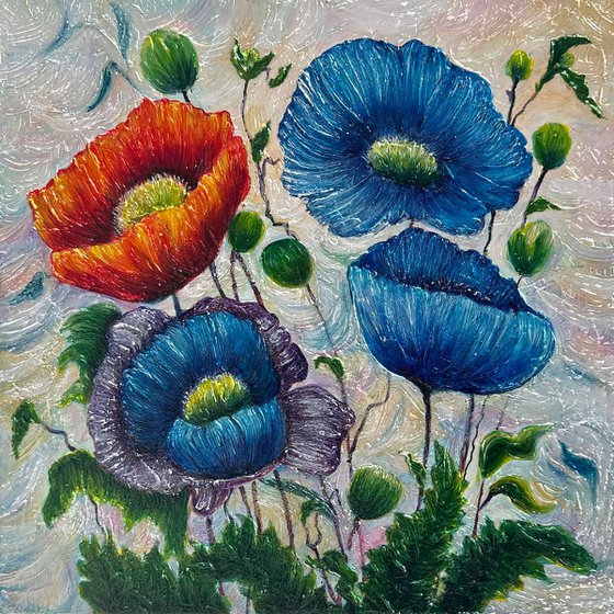 Poppy Dream in Blue and Red