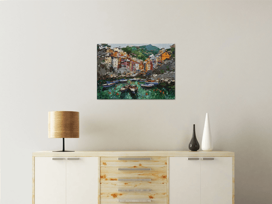 Riomaggiore, Cinque terre - Italian Landscape painting