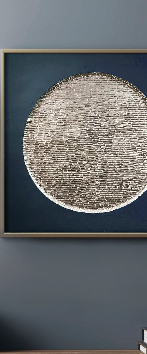 "Blue Mars" Blue silver abstract textured art by Alex